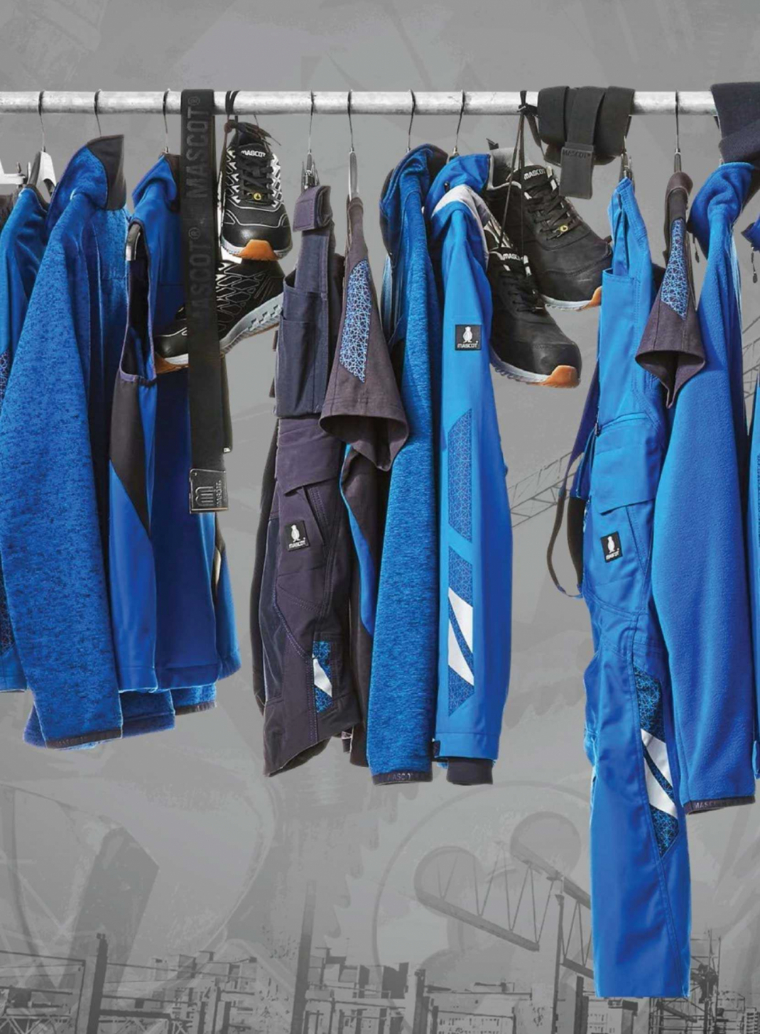 Werkkleding kleuren blauw groen rood